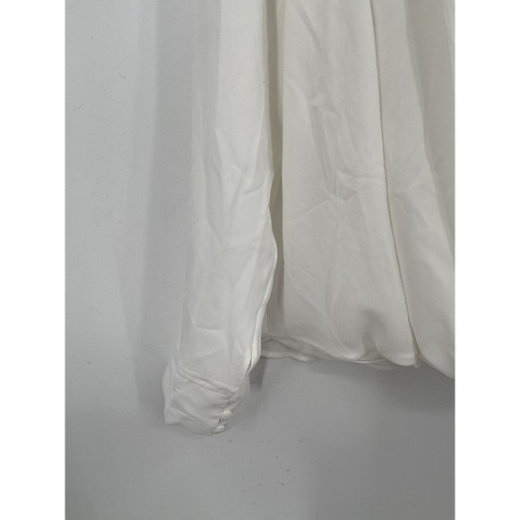 NWT Halogen Cross Faux Wrap Front White Women XXL Long sleeve Modern Blouse - Picture 4 of 10